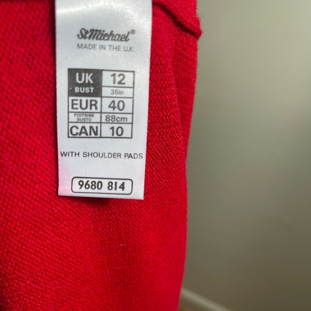 Button down red holiday lambswool Cardigan Sweater - Picture 6 of 7